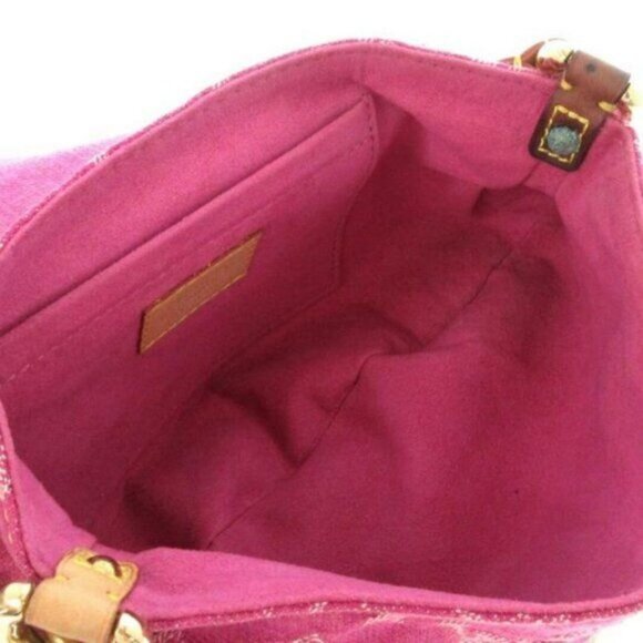RARE Authentic Louis Vuitton Mini Pleaty Denim Monogram Shoulder Hand Bag Pink - Picture 6 of 11